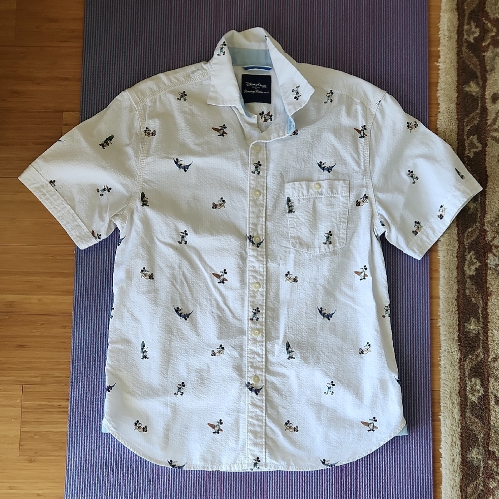 Disney Parks Tommy Bahama Button Down Cotton Blend Shirt Mickey Summer